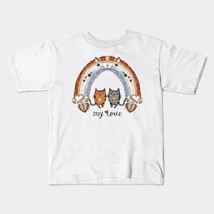 My Rainbow Cat is My Valentine Kids T-Shirt